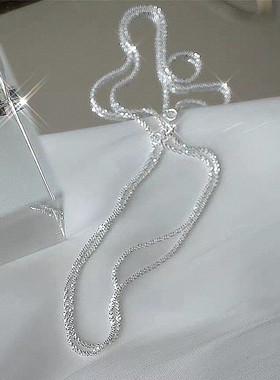 雪花波光闪烁百搭气质纯银项链