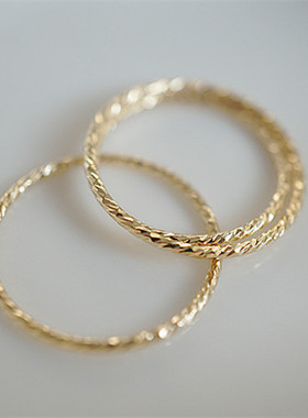 洋气14k包金极简约叠搭螺纹指环