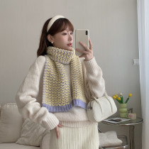 Star Moon Rolan ~ Winter Warp Knitting Solid Peach Hearts Knitted small scarves Han version lovers with a shawl and chill neck