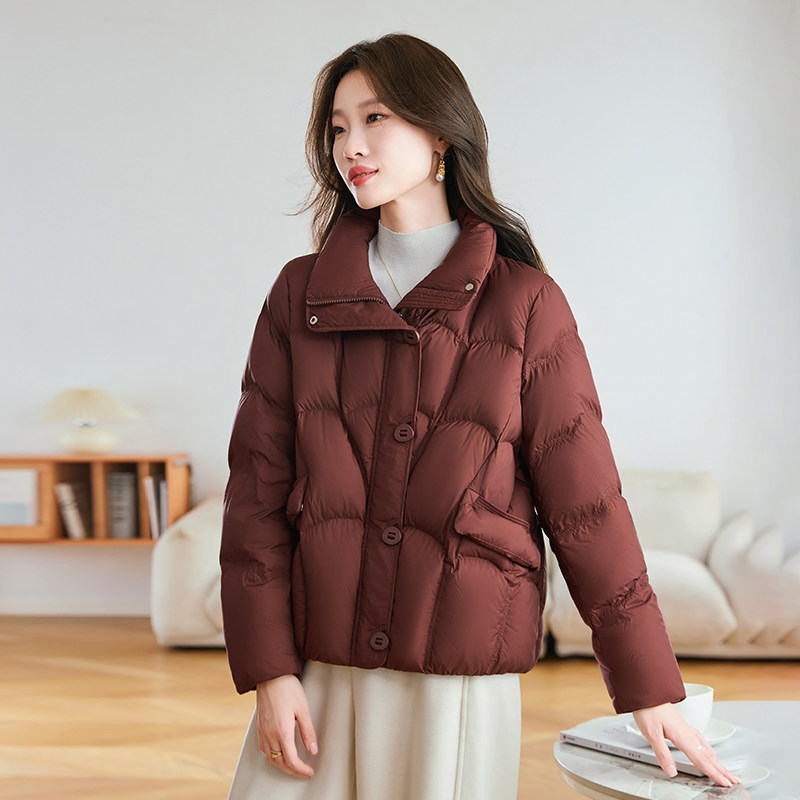 90白鸭绒立领羽绒服妈妈短款冬装外套2025新款小个子减龄中年女士,淘宝优惠券,粉丝福利购,淘宝优惠卷