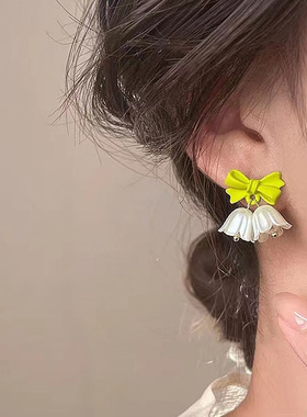 森系清新蝴蝶结花朵耳环耳夹女