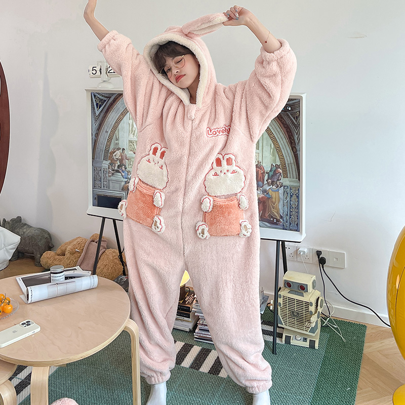 2022年可爱兔子秋冬款加绒加厚睡衣 戴蜜睡衣/家居服套装