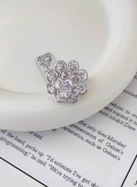 日韩小众高级感轻奢锆石花朵指环女时尚简约个性独特设计食指指环