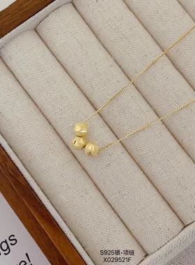 S925银几何盘珠项链女小众高级感锁骨链气质轻奢颈链2025年新款