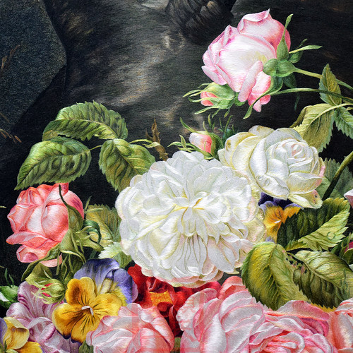 115*115顾氏精品苏绣牡丹 现代油画风格富贵牡丹 花团锦簇客厅画 - 图0