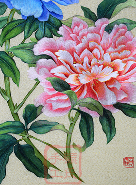 苏绣牡丹花开富贵乔迁外宾装饰画