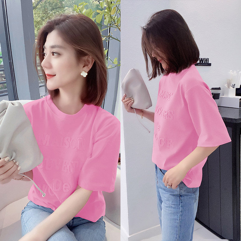 欧洲站蓝色宽松t恤上衣 梵莉思女装T恤