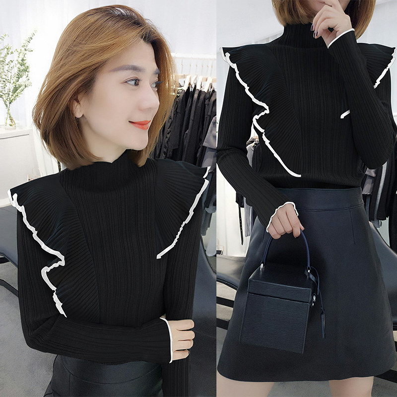 欧洲站秋装2020新款荷叶边针织衫 梵莉思女装毛衣