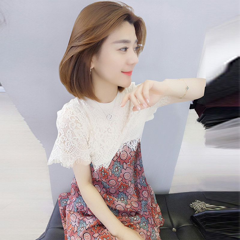 碎花连衣裙2020蕾丝拼接雪纺长裙 梵莉思女装连衣裙