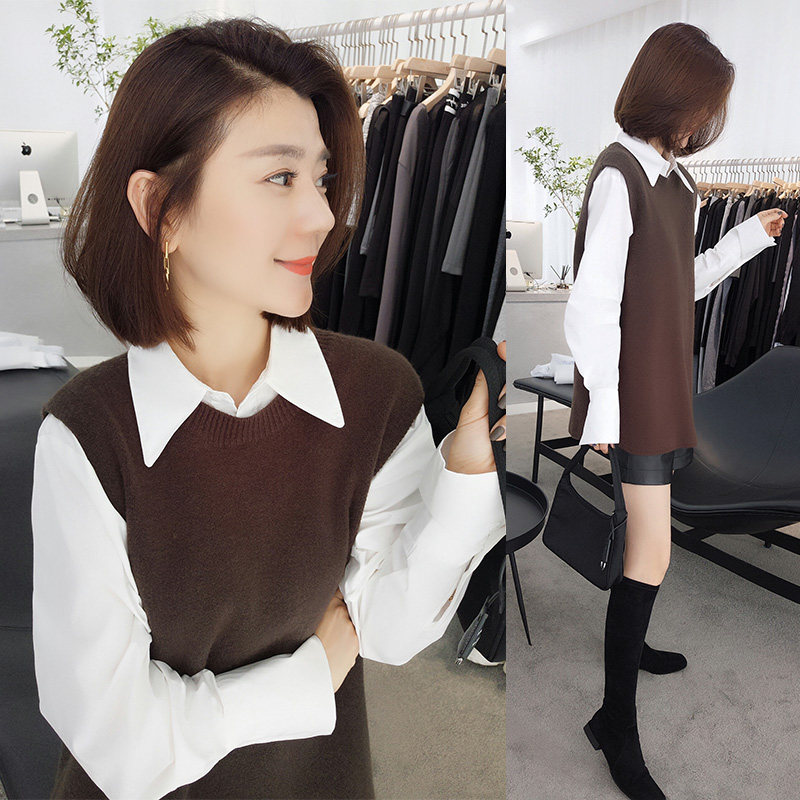 欧洲站秋装2020新款马甲两件套衬衫 梵莉思女装时尚套装