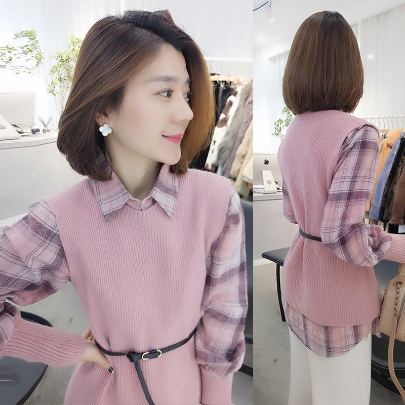 欧洲站秋装女2020新款洋气针织衬衫 梵莉思女装时尚套装