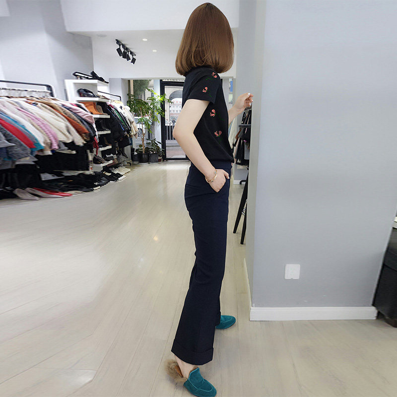 黑色短袖t恤女短款上衣 梵莉思女装T恤