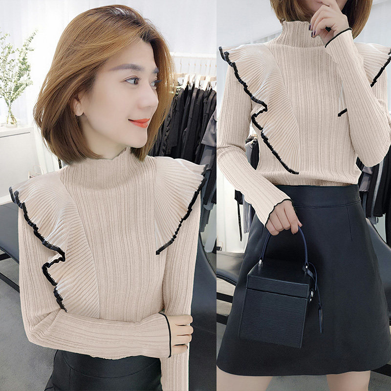 欧洲站秋装2020新款荷叶边针织衫 梵莉思女装毛衣