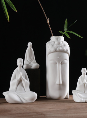 德化白瓷无相佛摆件中式花器摆件