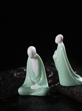 禅意摆件中式人物小和尚鱼缸造景