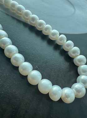 兮兰 天然淡水珍珠馒头圆强白光项链紫水晶蜜蜡绿松配饰