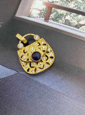 钱袋子 天然老矿料舒俱徕925银镀钱袋吊坠