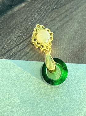 安生 天然翡翠老坑辣花青玉环 舒俱徕925银扣吊坠