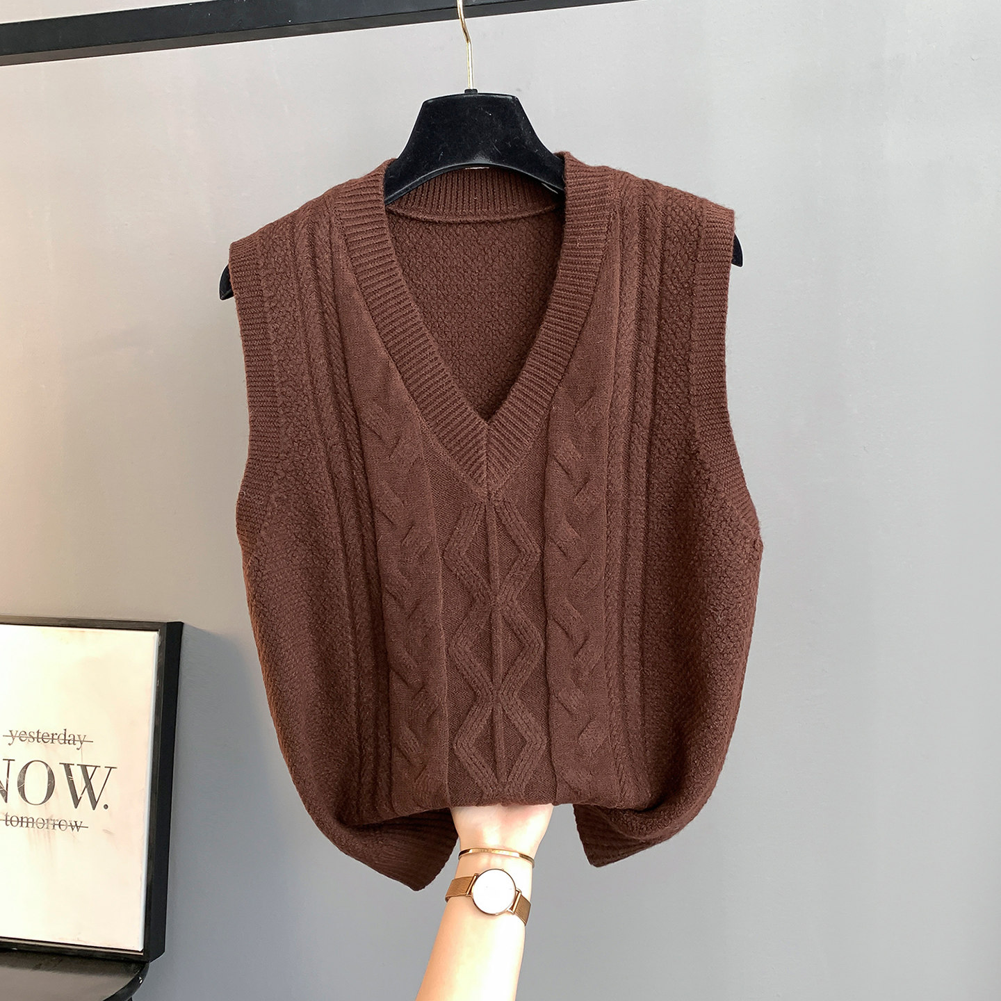 马甲女款背心外套春秋坎肩2026新款针织毛衣V领宽松秋冬马夹外穿,淘宝优惠券,粉丝福利购,淘宝优惠卷