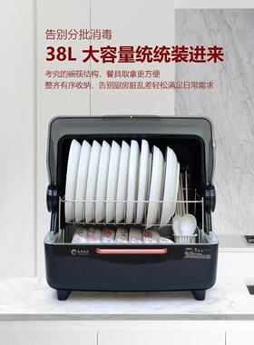 台式消毒柜38升小巧易收纳分区存放紫外线灯珠消毒大屏操控免沥水