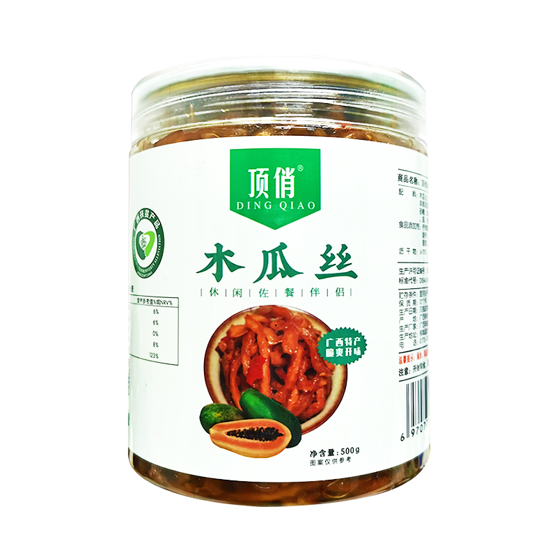 顶俏广西特产拌饭菜腌制香辣木瓜丝500gx1罐装拌饭香脆下饭菜 - 图3