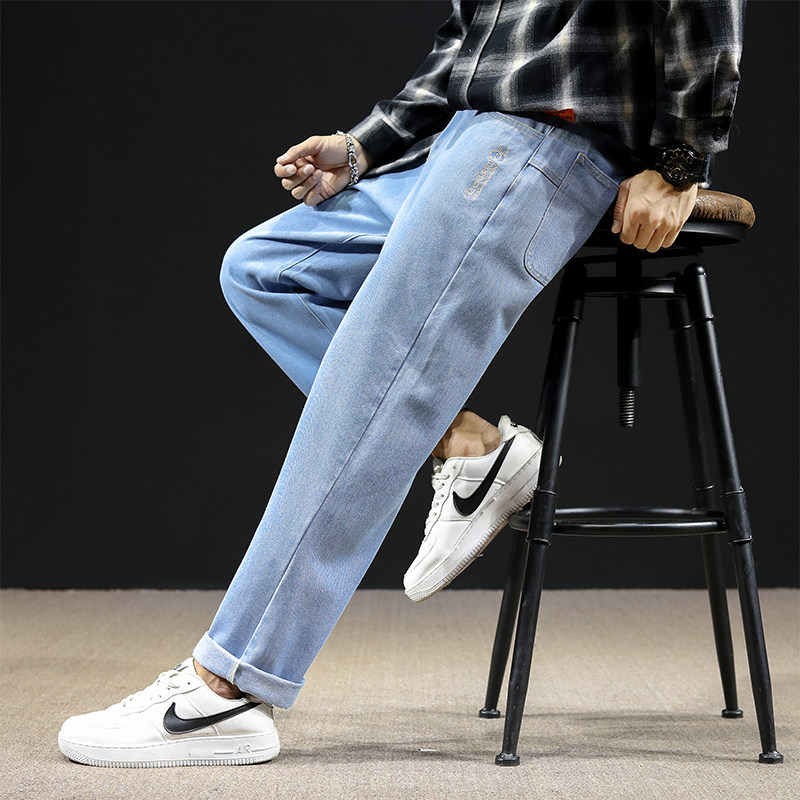 gko(服饰)松紧腰系绳男直筒牛仔裤 gko服饰休闲裤