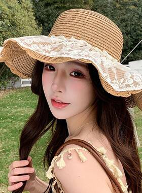 大檐草帽女遮阳防晒帽子小清新