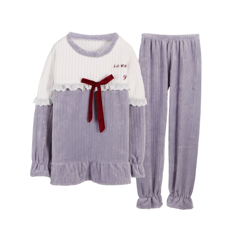 冬珊瑚绒加绒保暖长袖春秋套装睡衣 丰腾世家睡衣/家居服套装