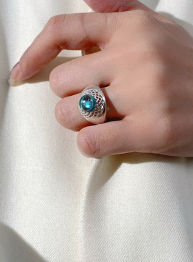 勒尔蒙古包戒指欧珀纯银百搭