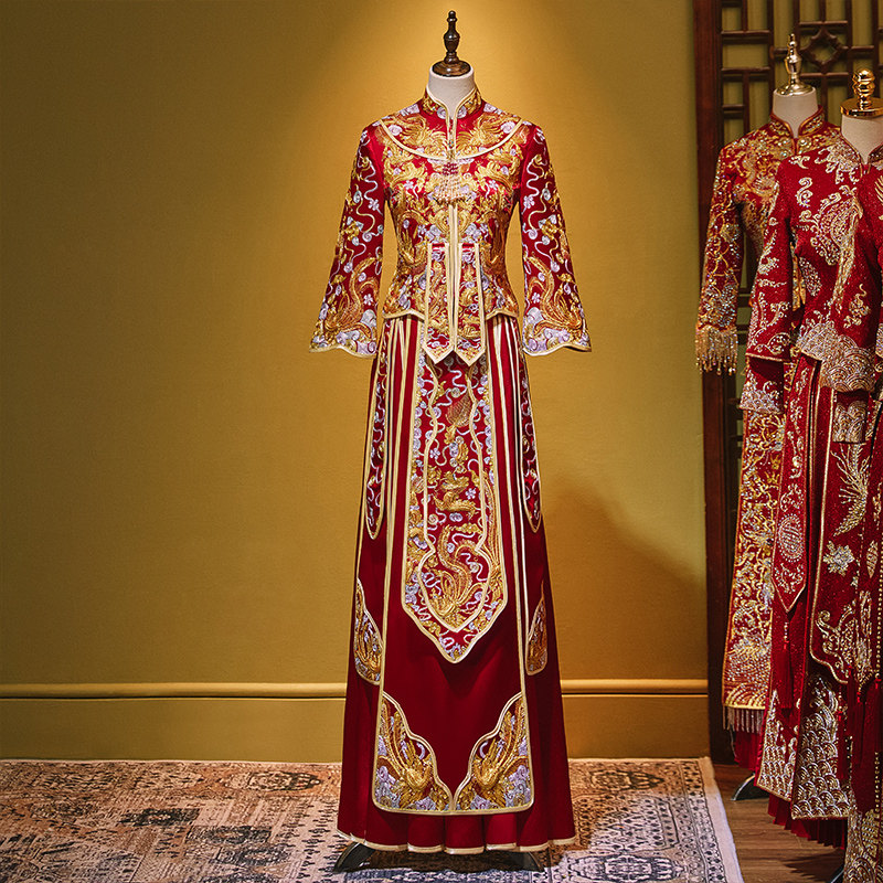 秀禾服新娘2021新款结婚中式敬酒服 芙蔓旗袍