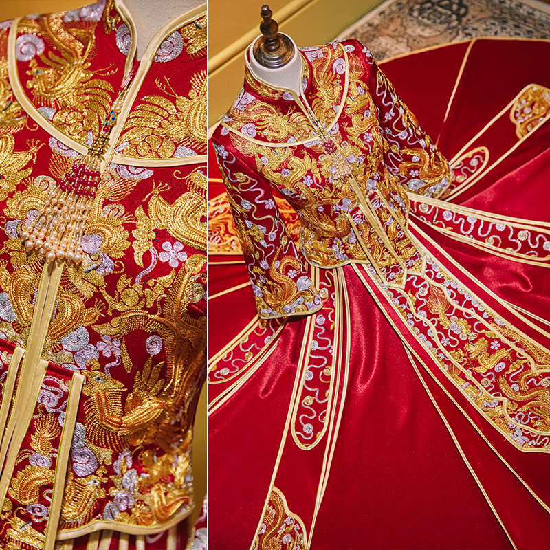 秀禾服新娘2021新款结婚中式敬酒服 芙蔓旗袍