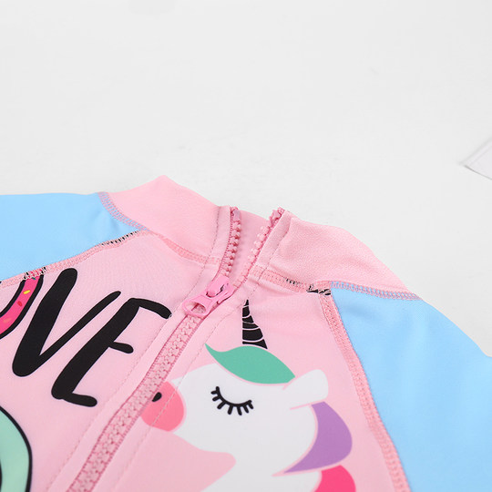 儿童泳衣女孩ins 女童速干防晒连体冲浪服游泳裤宝宝可爱卡通泳装