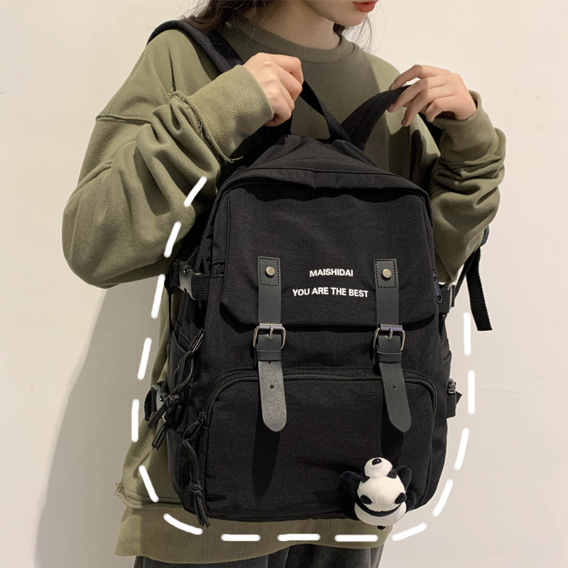 女ins韩版高中生大容量简约双肩包 攀资双肩背包