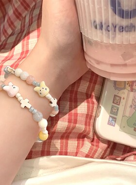 铜合金陶瓷手链  时尚百搭少女糖果色弹力甜美拼接简约撞色设计感