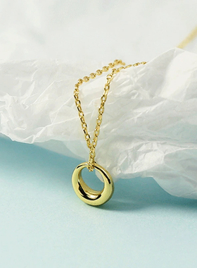 合金项链 红冷淡风简约韩国百搭网红配饰品圆环锁骨项链