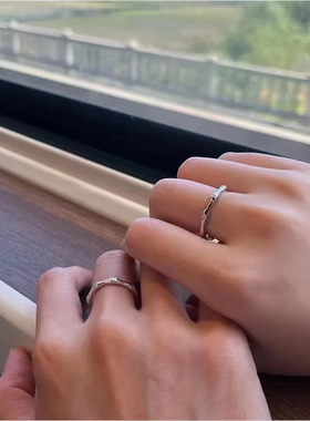 925银戒指有你竹够轻奢对戒可调节男女情侣款高级感气质闺蜜对戒