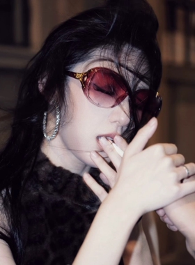 古早墨镜女复古红色美式中古风Y2K辣妹防紫外线太阳眼镜女士大框