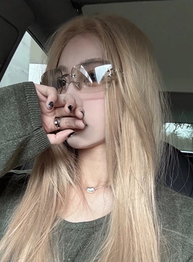 gm无框墨镜女款jennie同款高级感可露丽风太阳镜海边拍照防晒眼镜