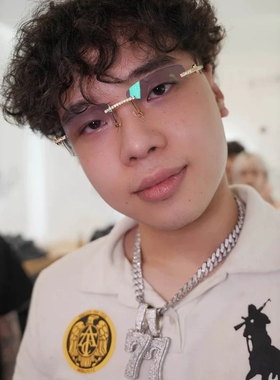 泰格西同款墨镜男新款复古无框多边形太阳眼镜潮嘻哈rapper新说唱