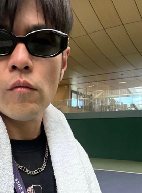 周杰伦同款2025韩版新款小猫眼黑色凹造型墨镜夏季防紫外线太阳镜