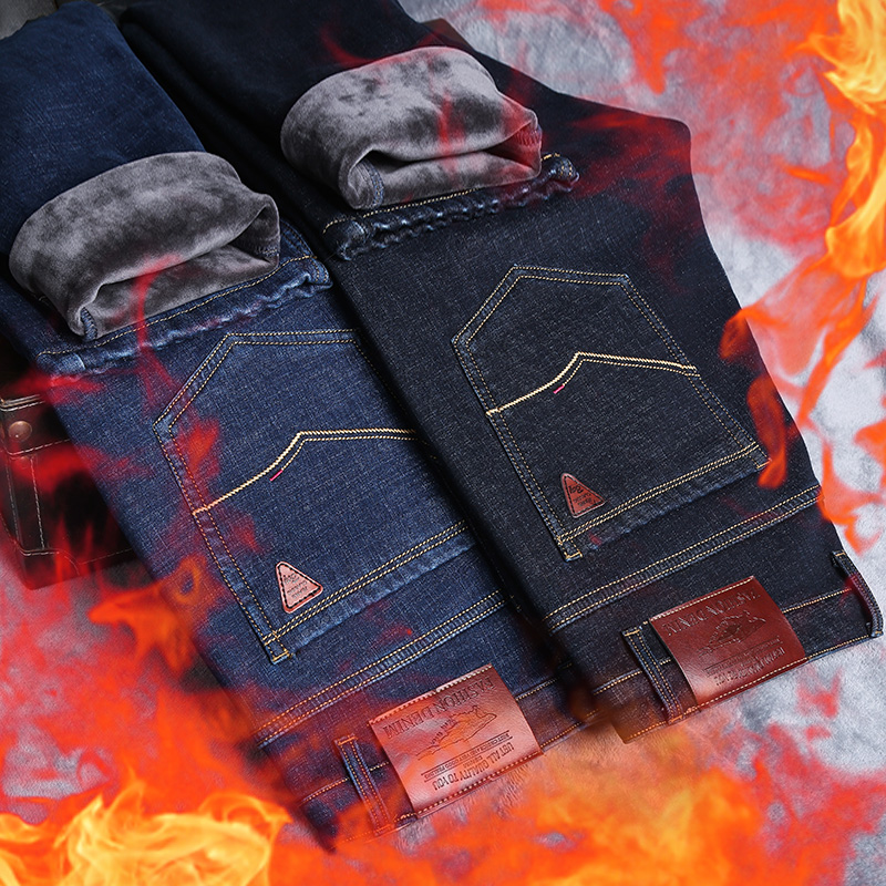 秋冬款加绒直筒宽松冬季中年牛仔裤 戈玛轩牛仔裤