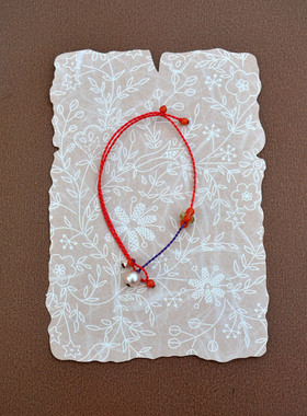 小众设计红绳手链女珍珠装饰编织手链原创饰品简约极细手绳本命年