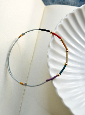 包金情侣手绳幸运颜色定制冷淡风