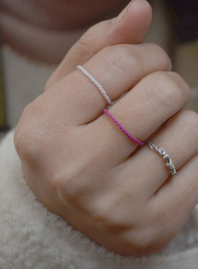 简约手工编织白色绳子戒指女指环高级韩版气质食指戒北柠纪冷淡风