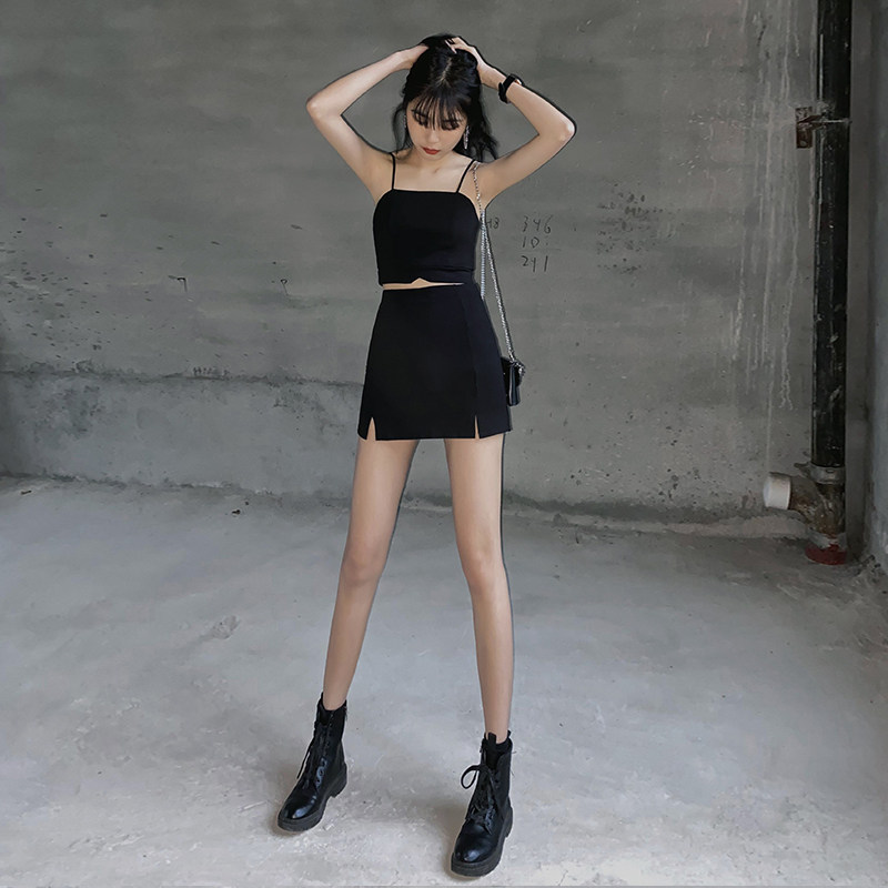 性感黑色a字半身裙裤女夏新款短裙 乐镇半身裙