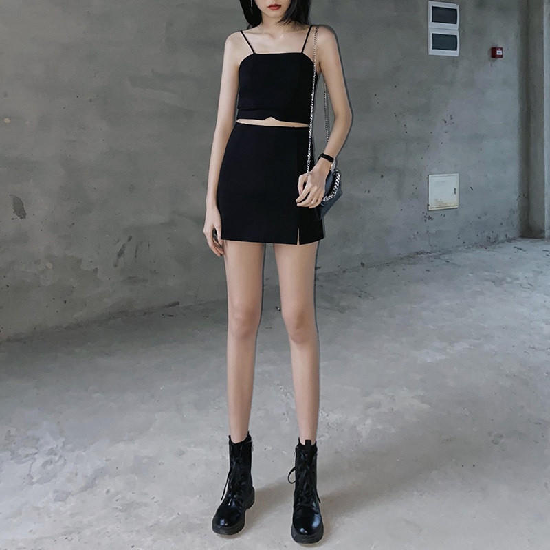 性感黑色a字半身裙裤女夏新款短裙 乐镇半身裙