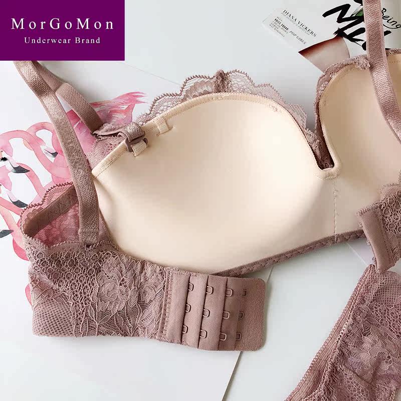 morgomon无钢圈薄杯舒适蕾丝简约 morgomon慕格蔓文胸套装