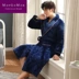 MORGOMON áo ngủ nam mùa đông san hô nhung nhung đồ ngủ nam phục vụ nhà mùa đông dày ba lớp DL1019 - Night Robe