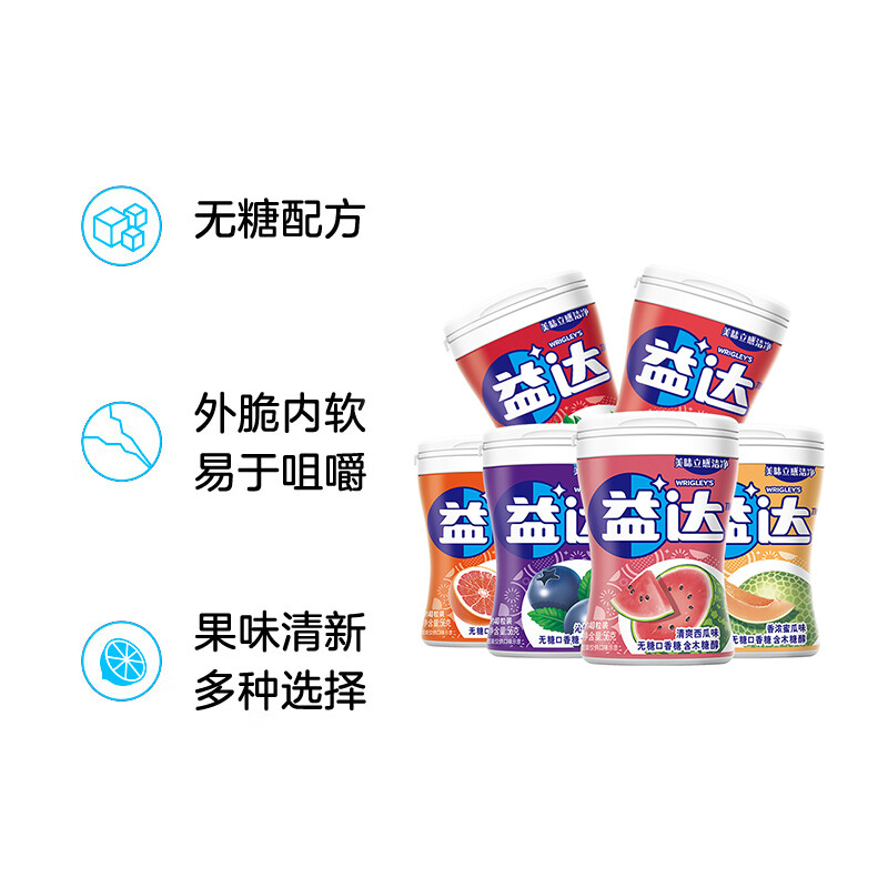 益达无糖口香糖木糖醇约40粒清新口气糖果冰凉薄荷冰柠薄荷零食-图1