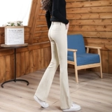 Бежевые джинсы, осенние штаны, леггинсы, приталенные штаны-клёш, коллекция 2023, высокая талия